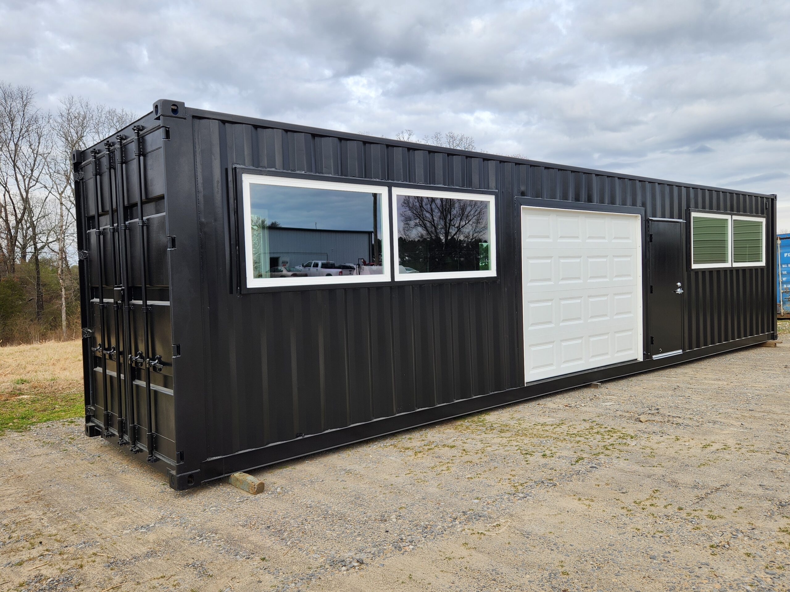 outdoor photo of container gym with closed doors