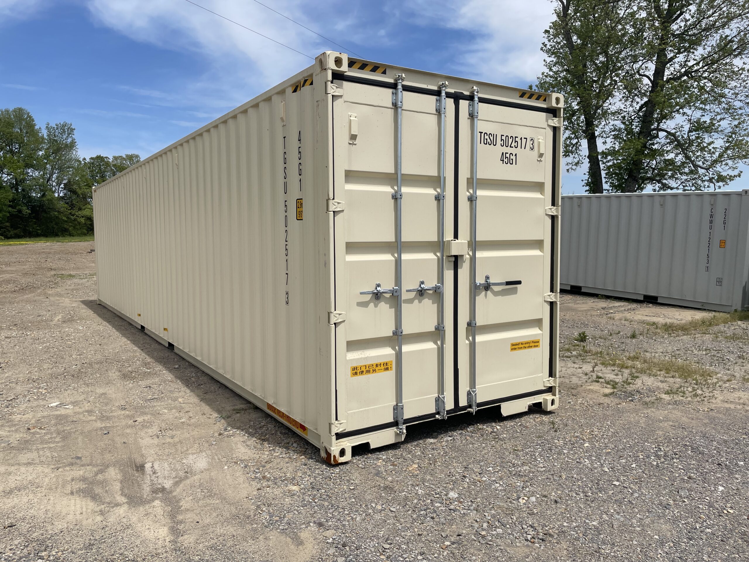 40 foot tan shipping container angled